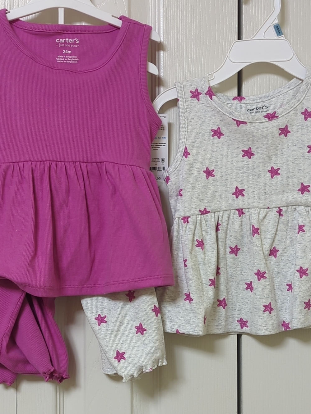 Carter's 24 Month Pink Peplum Tank & Star Print Tops & Shorts Sets 4-Piece